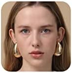 Apsvo Extra Large Drop Earring, Oversized Chunky Gold Hoop Earrings for Women Girl, Lightweight Hypoallergenic Gold Plated Big Earrings Fashion Jewelry
