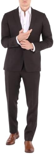 BURBERRY Men's Dark Brown Slim Fit Puppytooth Check Wool Suit, Brand Size 44R