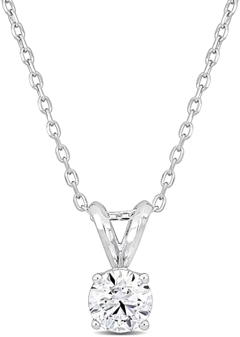 Lab-Grown Diamond Solitaire Pendant -With Unique laser engraved Diamond ID, D Color VVS2 Clarity, 1 CT TW & 3/4 CT TW -Available in Platinum or 14K White Gold- IGI Certified Lab-Grown Diamonds