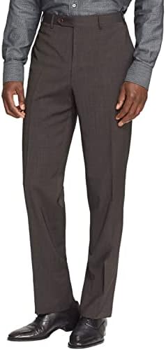 Canali Mens Tic Weave Wool Dress Pants 38 Brown IT 56