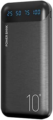 Power Bank 10000mAh Mobile Phone Portable Charger External Battery Pack with 2 USB 2.4 A Outputs and USB C Input Compatible with Huawei iPhone 12 11 X iPad Samsung Galaxy S20 Android Tablet (Black)