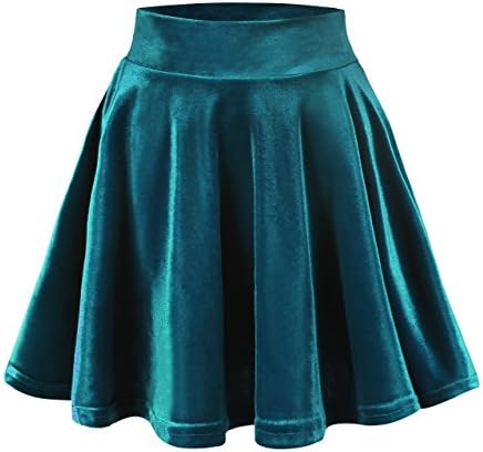 Urban CoCo Women's Vintage Velvet Stretchy Mini Flared Skater Skirt