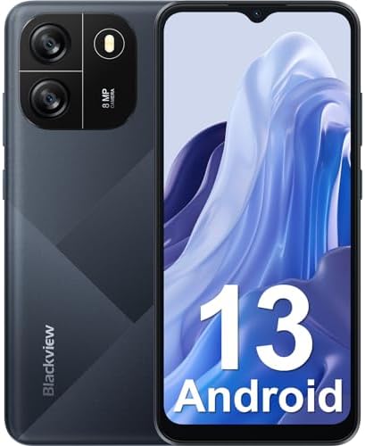 Blackview Wave 6C Unlocked Android Phones, Android 13 Smartphones, 6.52" HD+, 5100mAh 10W Fast, Octa-Core 4GB+32GB/SD 1TB Smart Phone, 8MP+5MP, 3 Card Slots, Face ID Unlock Phone, 4G Dual SIM Phone