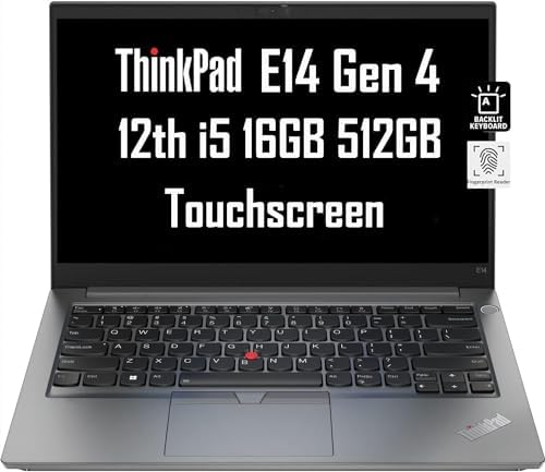 Lenovo ThinkPad E14 Gen 4 Business Laptop (14" FHD Touchscreen, Intel Core i5-1235U, 16GB RAM, 512GB SSD, 10-Core Beat i7-1165G7) Backlit, FP, 1080P Webcam, Narrow Bezel, Win 11 Pro, 2024, Metallic