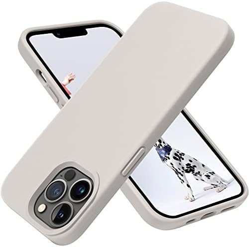 OTOFLY Compatible with iPhone 13 Pro Case, Liquid Silicone Slim Protective Shockproof Phone Case Cover with Anti-Scratch Microfiber Lining, 6.1 inch, Stone