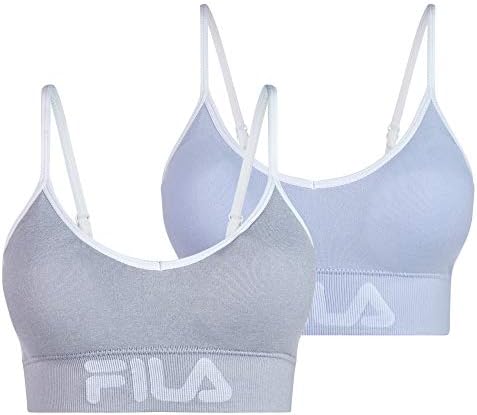 Fila Women's 2-Pack Classic Seamless Logo Cami Low Impact Sports Bra with Adjustable Straps
