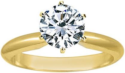 1/2 Carat Round Cut Diamond Solitaire Engagement Ring 14K White Gold 6 Prong (J-K, I2, 0.50 c.t.w) Very Good Cut