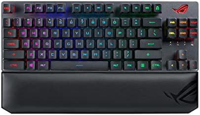 ASUS ROG Strix Scope RX TKL Wireless Deluxe - 80% Gaming Keyboard, Tri-Mode Connectivity (2.4GHz RF, Bluetooth, Wired), ROG RX Red Optical Mechanical Switches, PBT Keycaps, RGB, Wrist Rest, Black