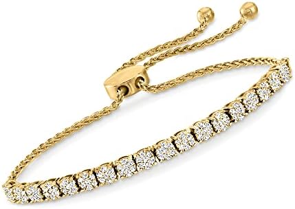 Ross-Simons 1.00 ct. t.w. Diamond Cluster Bolo Bracelet in 18kt Gold Over Sterling