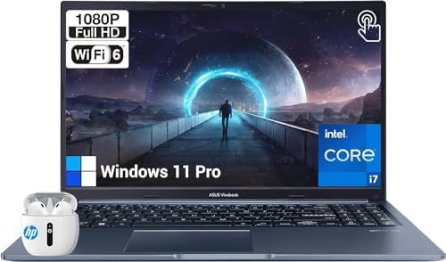 ASUS Vivobook 15, 15.6” FHD Touchscreen Laptop Computer, 12th Intel 10 Core i7-1255U, 40GB DDR4 RAM, 1TB SSD, Windows 11 Pro, Backlit & Full-Sized Keyboard, WiFi 6, USB-C, Webcam, Quiet Blue, PCM