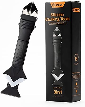 Saker Silicone Caulking Tools-3 in 1 Sealant Finishing Tool Grout Remove Scraper (Stainless Steelhead),Caulk Remover Glass Glue Angle Scraper for Bathroom,Kitchen,Floor,Window,Sink Joint,Frames Seal