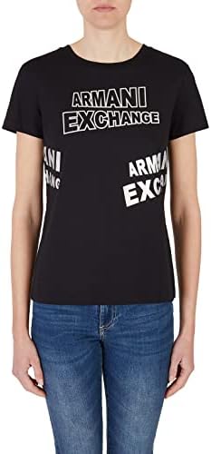 A｜X ARMANI EXCHANGE Women's Crew Neck Password Print Reg Fit Shirt