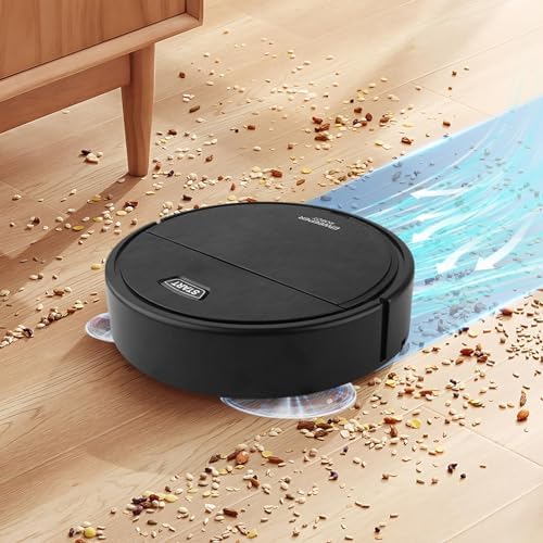 Intelligent Sweeping Robot Vacuum Cleaner, Household Wireless Rechargeable Vacuum, 1800pa High Power Suction with Sweeping Mopping 3-in-1 Vacuum Cleaner - Low Noise Design (Black)