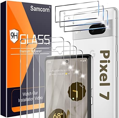 [4+3Pack] Glass Screen Protector for Google Pixel 7 5G, 9H Tempered Glass, Ultrasonic Fingerprint Compatible,HD Clear Case Friendly