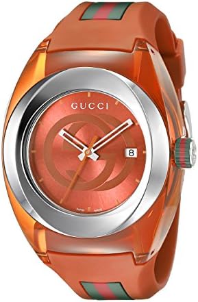 Gucci unisex-adult Analog Display Swiss Quartz Orange SYNC Watch(Model:XXL YA137108)