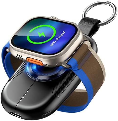 Portable Charger for Apple Watch, 1200mAh Magnetic Keychain Wireless Power Bank Watch Charger for iWatch Series 8/UItra/7/6/SE/5/4/3/2
