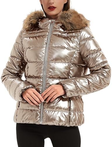 XULIKU Women's Lightweight Puffer Down Jacket Hooded Zipper Padding Winter Short Bubble Coats for Women