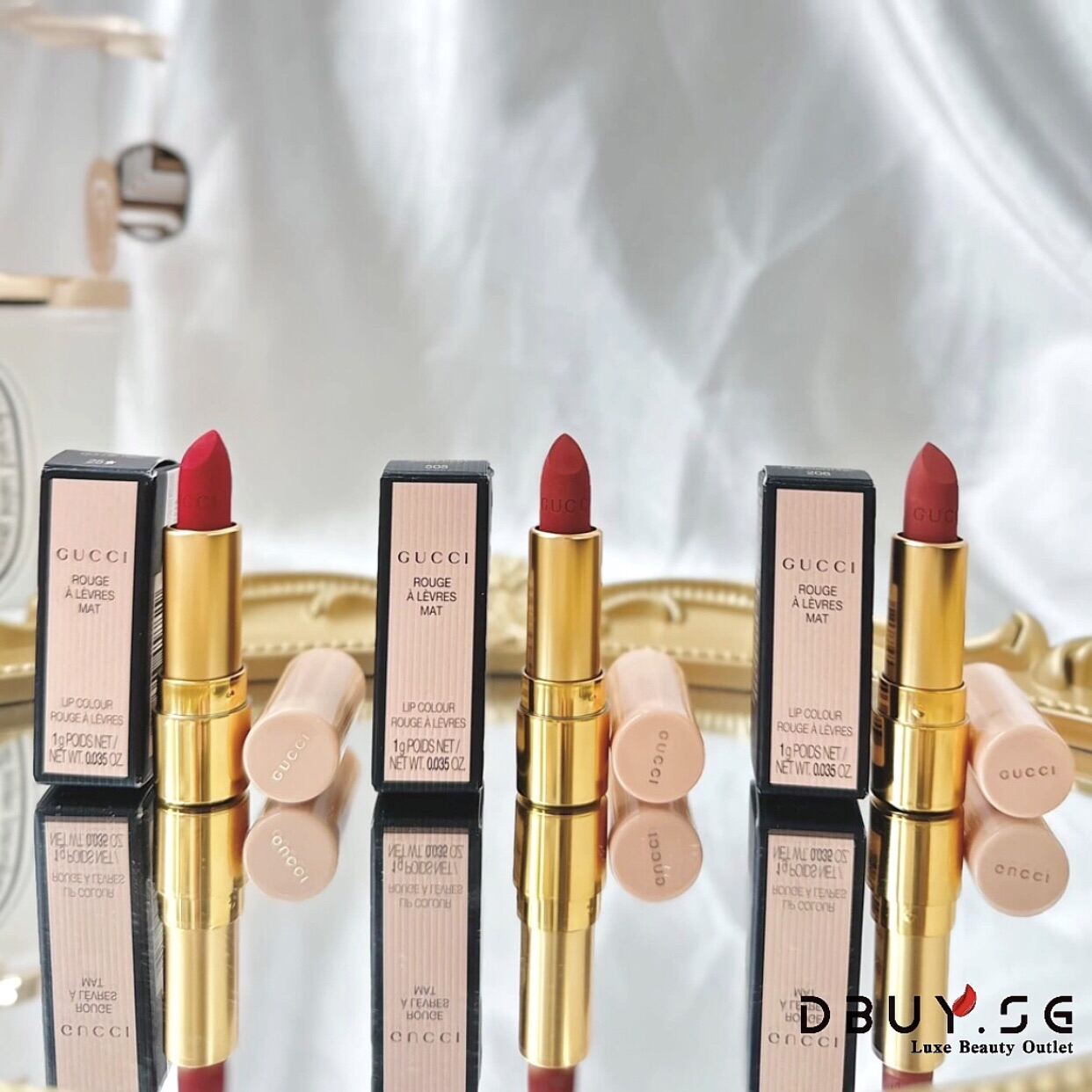 GUCCI | Rouge A Levres Mat Matte Mini Lipstick 1g [Travel Size]-25 Goldie Red,505 Janet Rust,208 They Met In Argentina