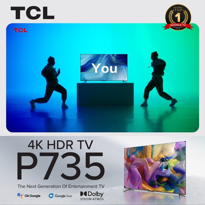 TCL P735 | P737 Google TV 43 50 55 65 75 85 inch | 4K HDR Bezel-less Slim Design | Google Assistant Duo | Wide Color Gamut | Dolby Cinematic Vision Atmos | HDMI | MEMC | Hands-Free Voice Control