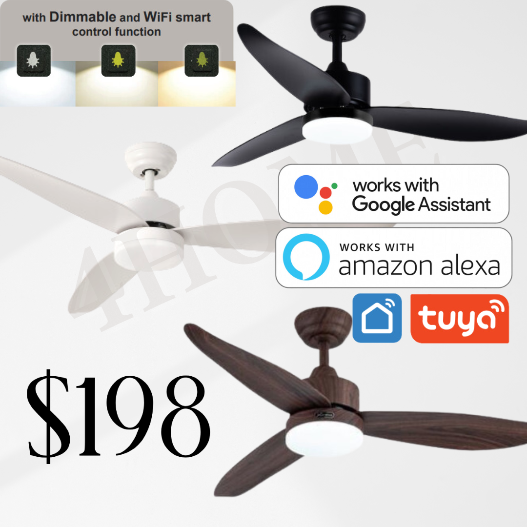 Bestar Razor 46inch 54inch DC Smart Ceiling Fan with Dimmable Light Google Assistant Tuya Amazon Alexa