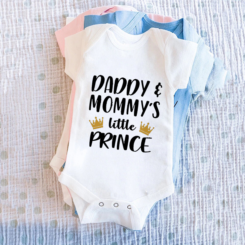 Daddy & Mommy‘s Little Prince Baby Rompers New Born Bodysuits Infant Jumpsuit Toddler Boy Clothes Funny Mother Father Gift