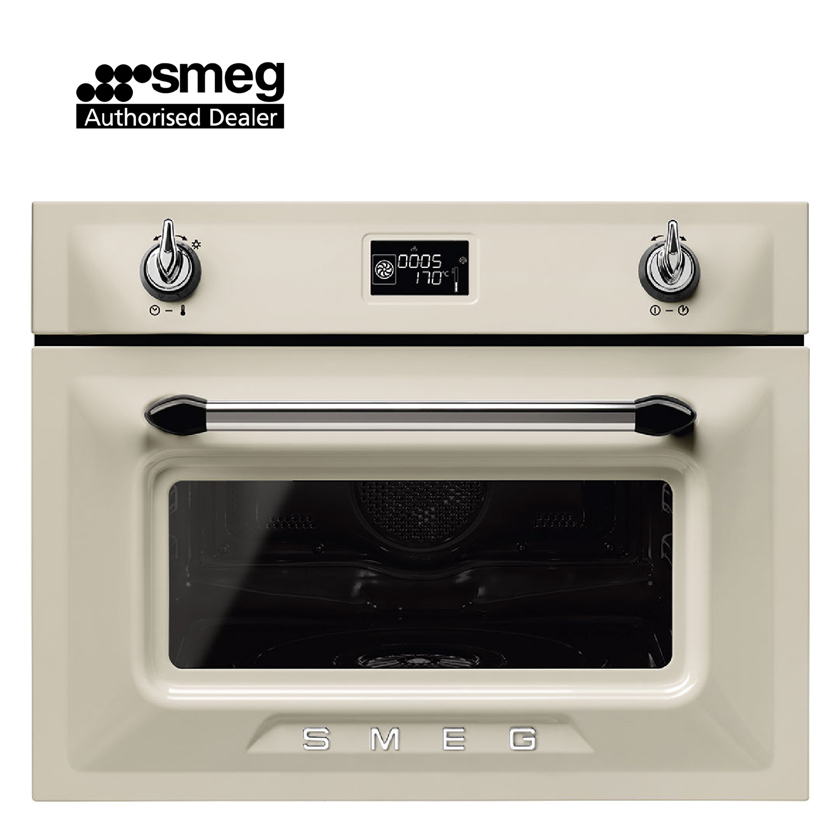 (Bulky) Smeg Victoria 45cm Combi Microwave Oven SF4920MCP1 (Cream)