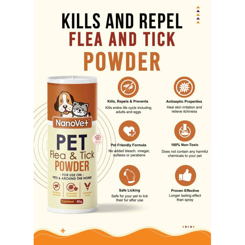 Nanovet Pet Flea & Tick Powder 80g