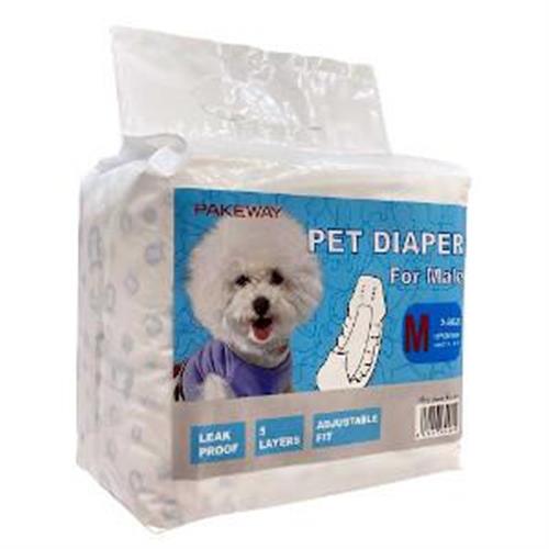 Pakeway MALE PET DIAPER WRAP (MEDIUM) (30-48cm) FOR 2-5kg 12pcs