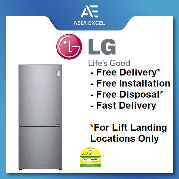LG GB-B4059PZ 408L PLATINUM SILVER SMART INVERTER BOTTOM FREEZER REFRIGERATOR