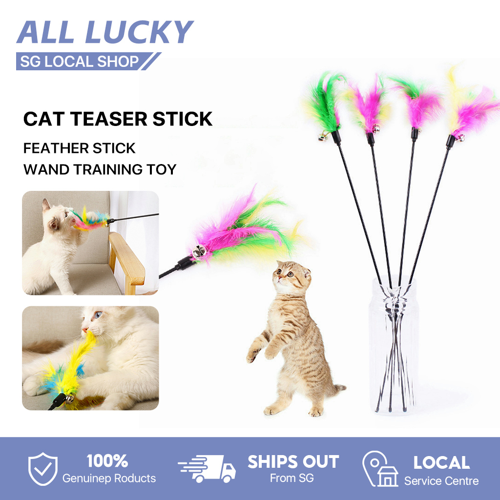 SG Cat teaser stick 60CM Funny Pet Cat Kitten Teaser Bell Simulated rabbit hair Feather Stick Wand Training Toy