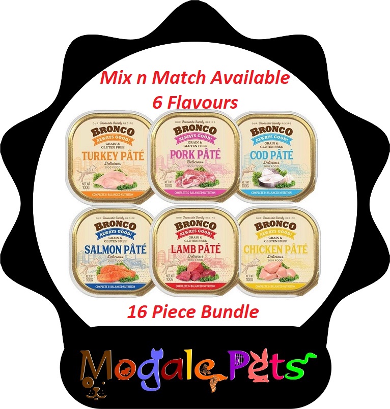 [Mix & Match Any Flavour] Bronco Pate 16 Piece Bundle - Bronco Pate Tray Wet Dog Food 100g