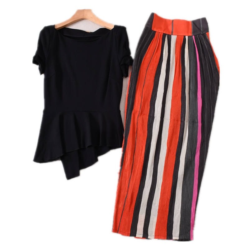 Issey Miyake Counter High Quality Miyake Style Pleated High Waist Straight Hip-Covering Skirt Long Skirt