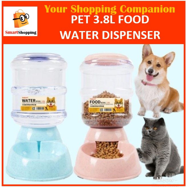 Automatic Pets Food Water Auto Feeder 3.8L 2.5L 1L - Dogs & Cats Pet Turtle Bunny Rabbit Car Dog Puppy Water Food Dispenser Autofeeder Bowl