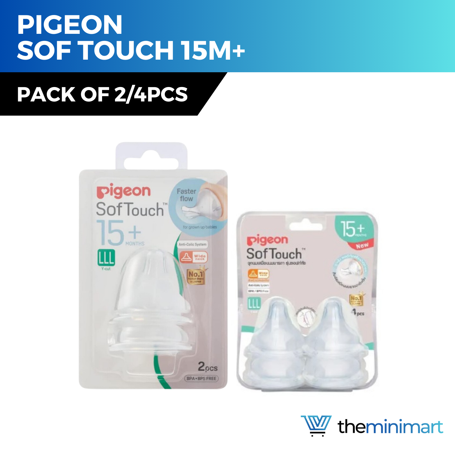 Pigeon Sof Touch 15M+ - Pack 2 Pieces /Pack 4 Pieces Size LLL