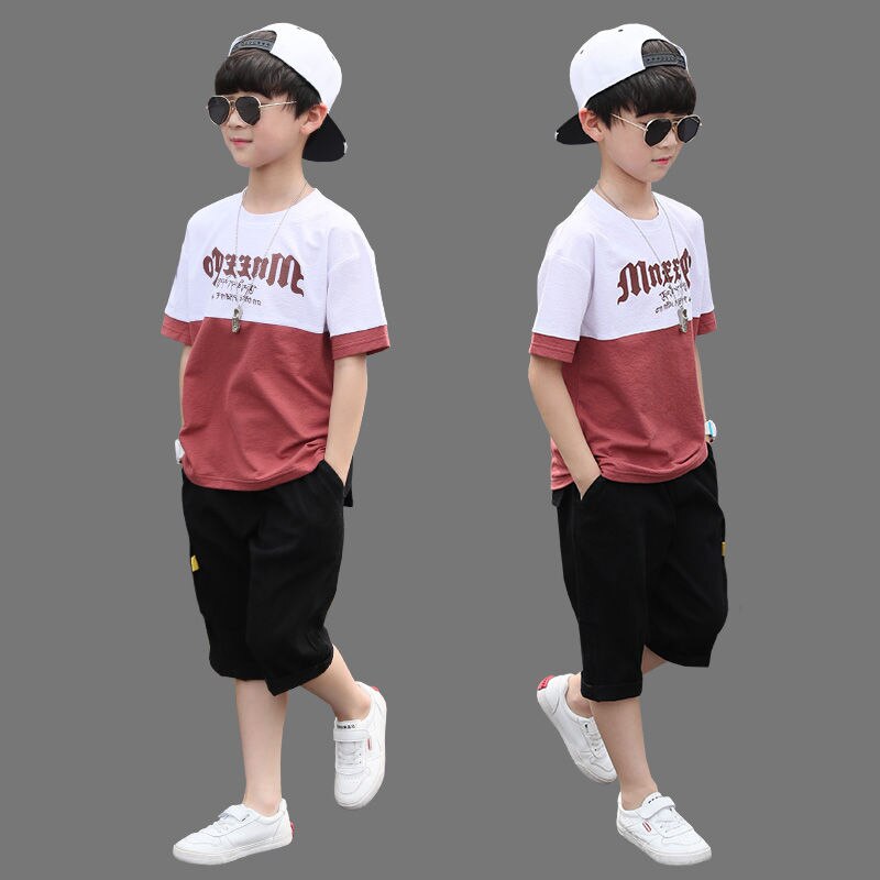 Boys Clothing Sets Tracksuit Teen 6-12 Year Summer Casual Outfit T-shirt + Pants 2PCS Boys Clothes Children Clothing Suit Kids