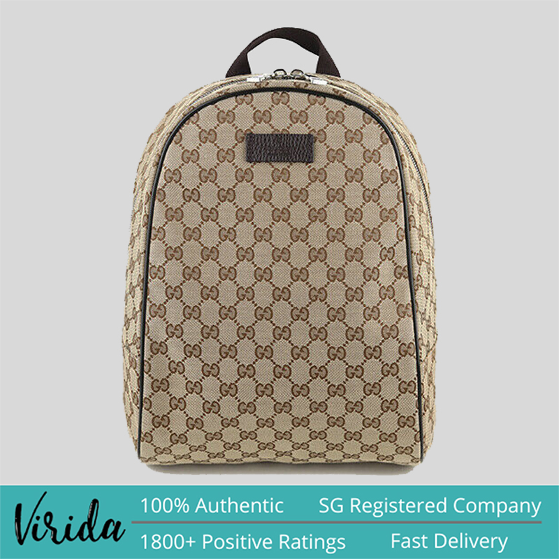 GUCCI Unisex Signature GG Canvas Backpack Bag Beige 449906